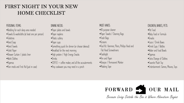 First Night In A New Home Checklist